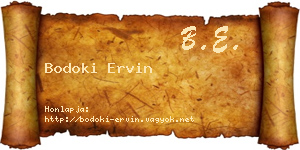 Bodoki Ervin névjegykártya