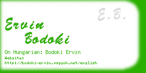 ervin bodoki business card